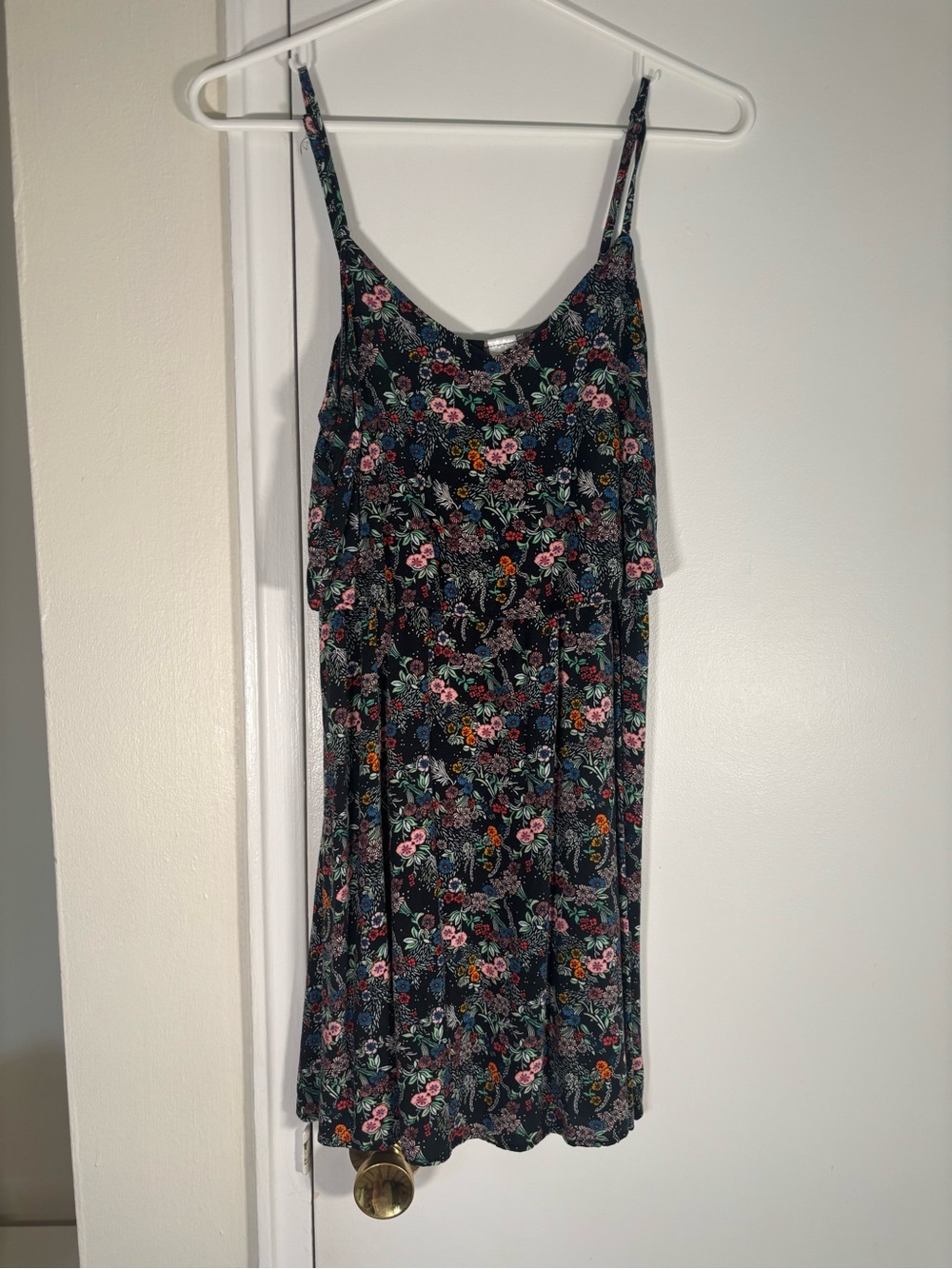 H&M Black Floral Mini Summer Dress Spaghetti Straps